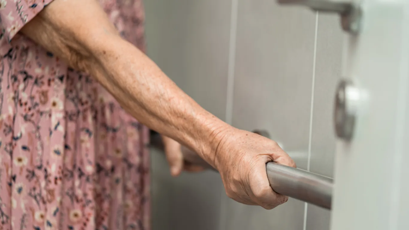 Curbless roll-in accessible shower built in a Burbank bathroom