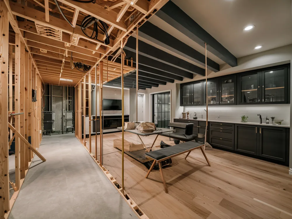 Basement converted into finished living space in a Burbank house
