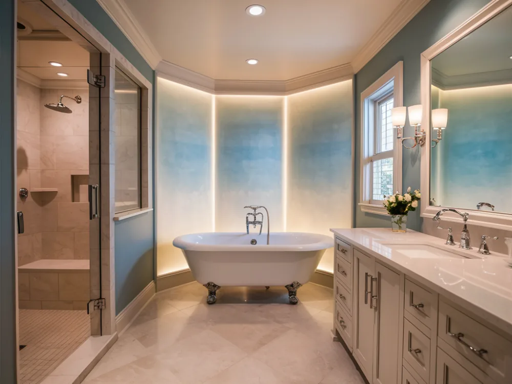Completed gut bathroom remodel in Burbank, California