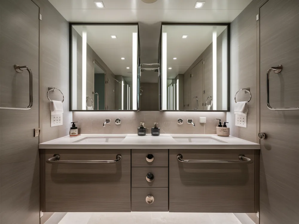 Primary suite bathroom built in a Burbank home remodel