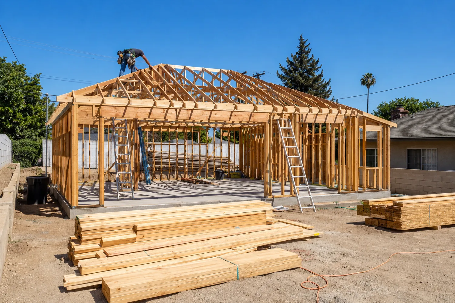 Outbuilding construction on an equestrian zoned Sun Valley property