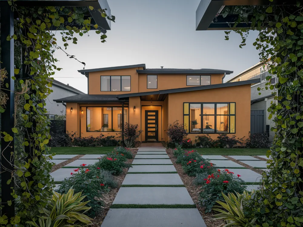 Completed exterior work on a Burbank hillside home