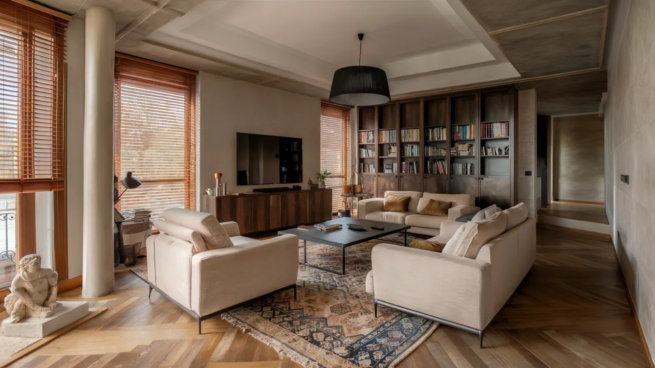 Recently remodeled living room in a Burbank, California home