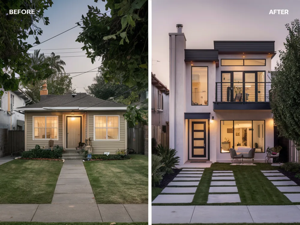Second story framed above an existing single-level Burbank home