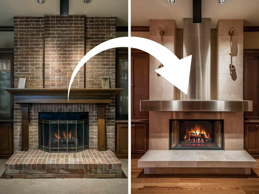 an old burbank fireplace transformed into a sleek new modern fireplace