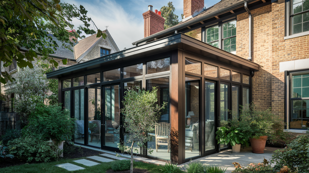 A beautiful modern sunroom created on by extending a burbank home