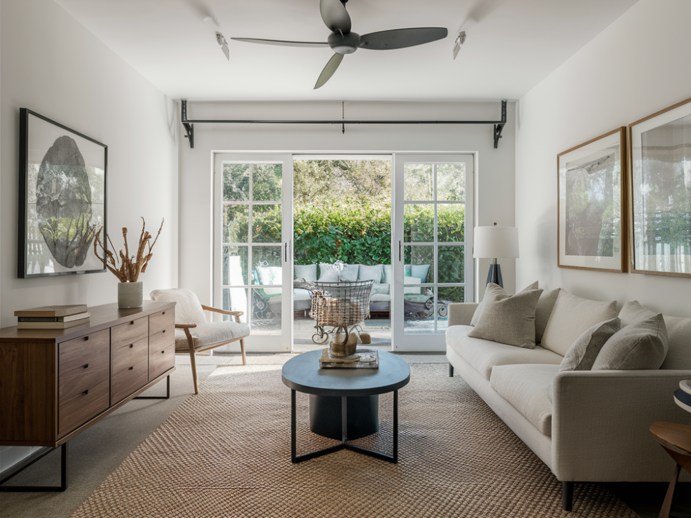 A attached garage converted into a cozy living space in burbank