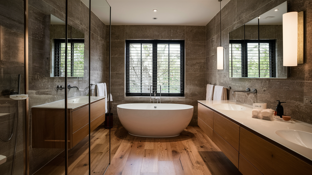 wooden flooring in a burbank bathroom