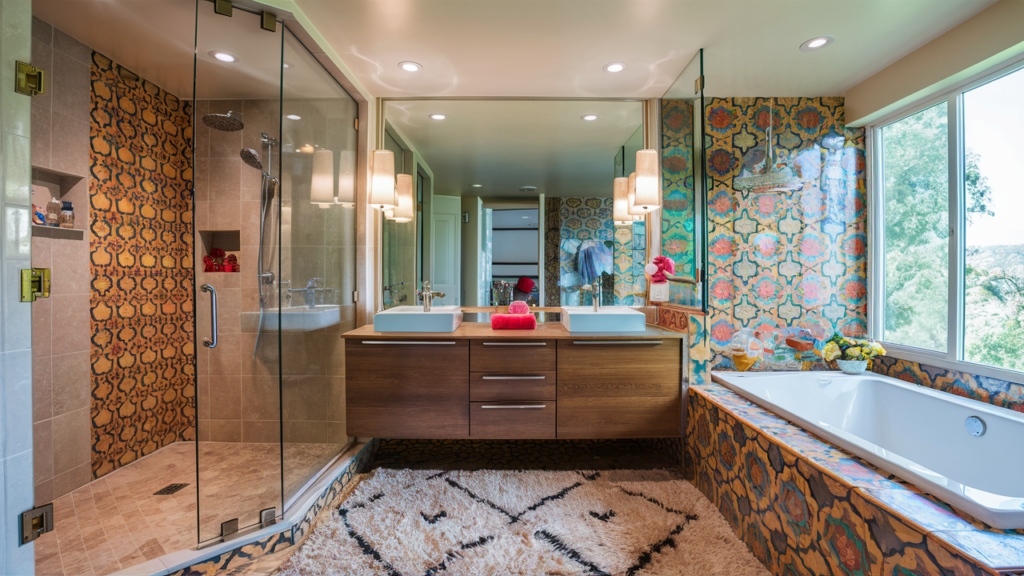 A remodeled bathroom in california