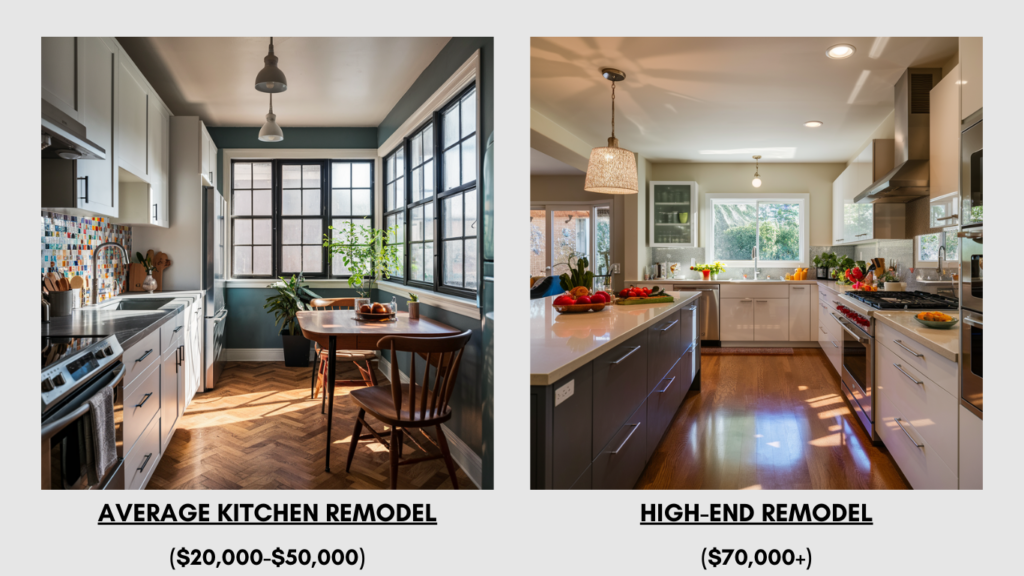 AVERAGE KITCHEN REMODEL  ($20,000-$50,000), HIGH END REMODEL ($70,000+)