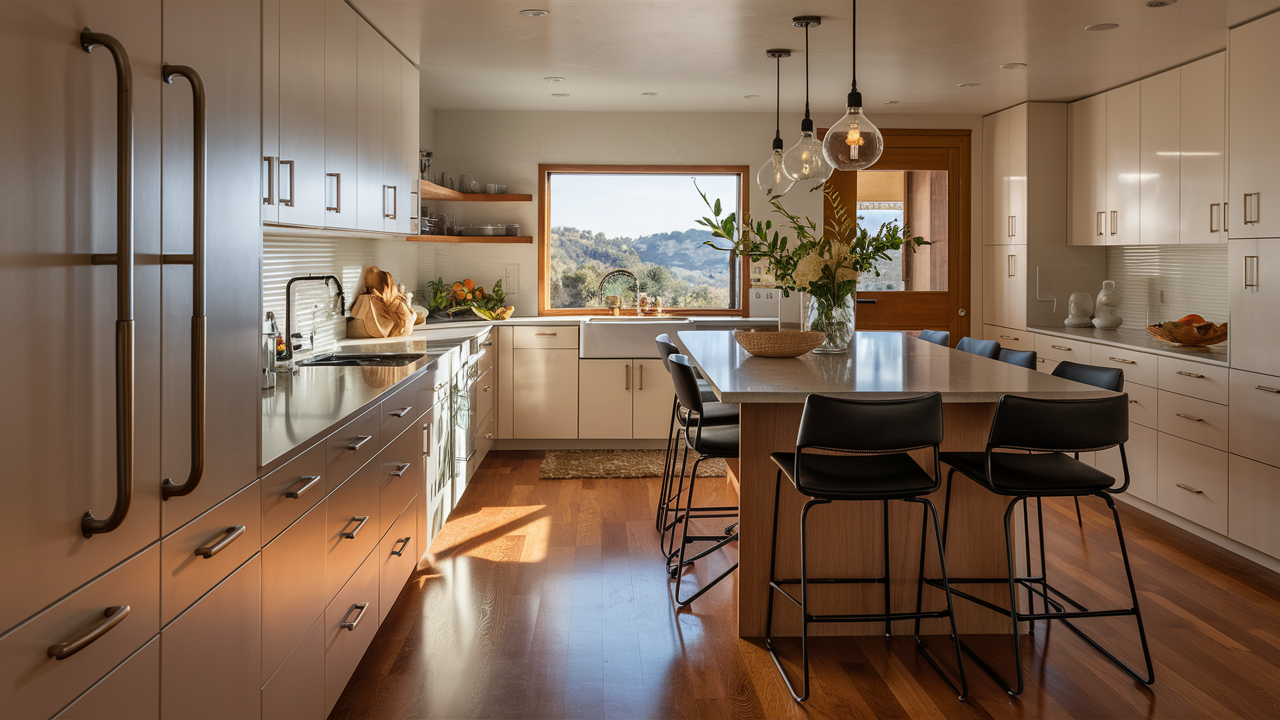 a california kitchen with a breathtaking view