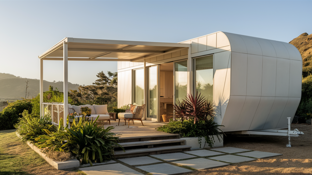 a mobile home built with modern architecture