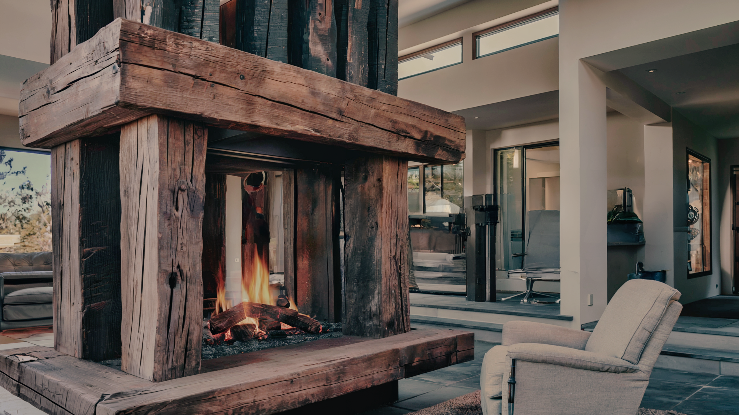 Modern Wooden Fireplace and Mantel in Burbank CA